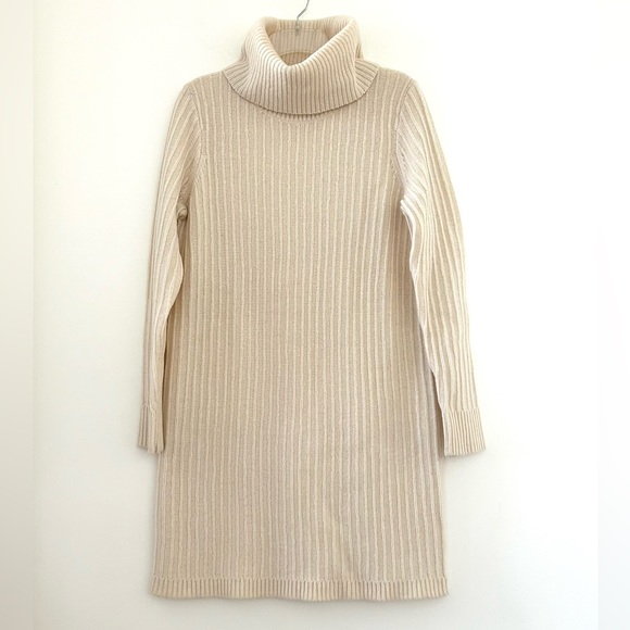 MADEWELL 100% Merino Wool Turtleneck Long Sleeves Sweater Dress Ivory Medium - Picture 4 of 11